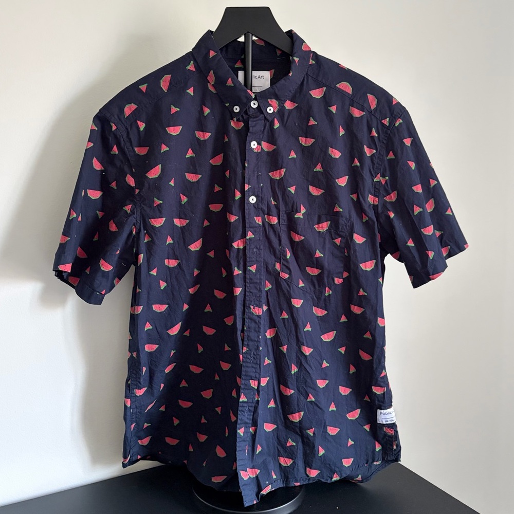 Men's Navy Watermelon Pattern Shirt